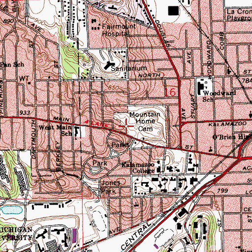 Topographic Map of Jewish Mountain Home Cemetery, MI
