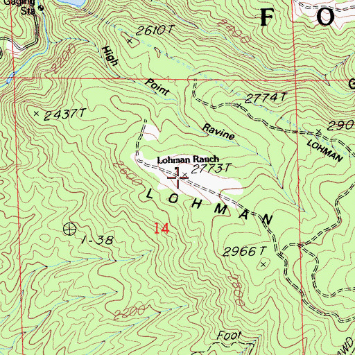 Topographic Map of Lohman Ranch, CA