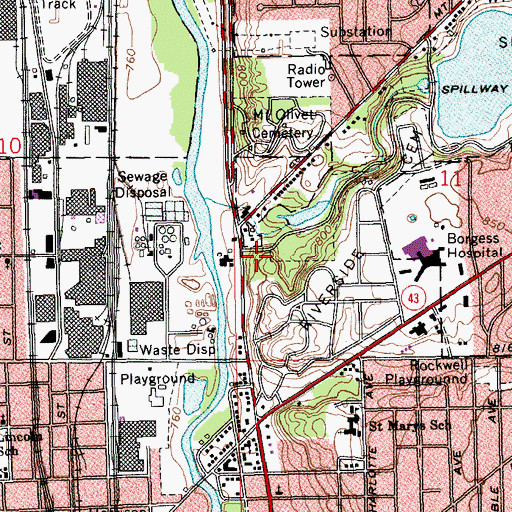 Topographic Map of Jewish Riverside Cemetery, MI