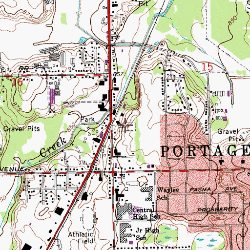 Topographic Map of Central Cemetery, MI
