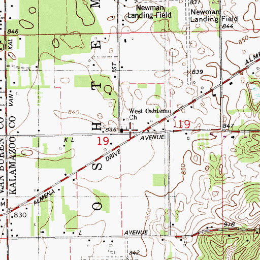 Topographic Map of West Oshtemo Cemetery, MI