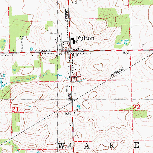 Topographic Map of South Fulton Cemetery, MI