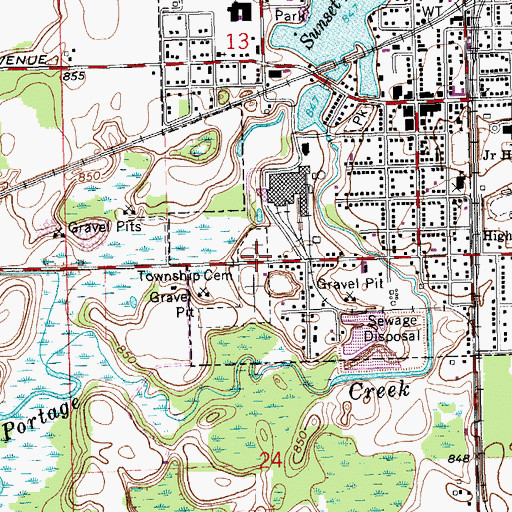 Topographic Map of Schoolcraft Township Cemetery, MI