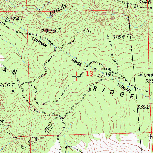 Topographic Map of Lohman Ridge, CA
