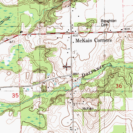 Topographic Map of McKain Cemetery, MI