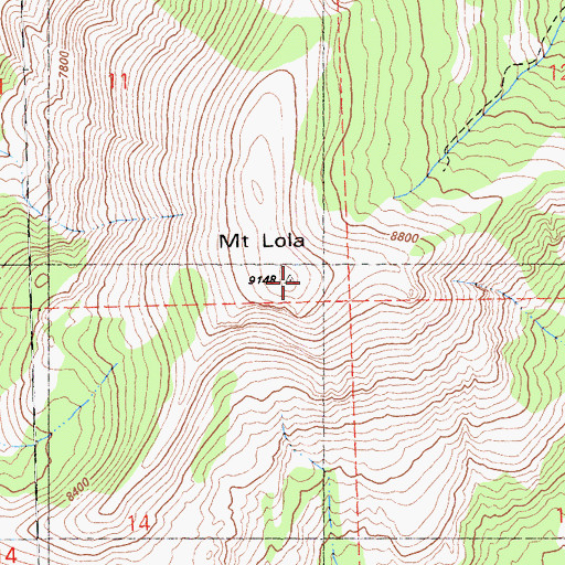 Topographic Map of Mount Lola, CA