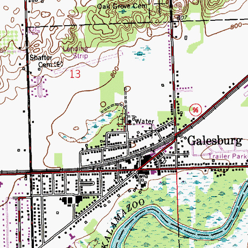 Topographic Map of Galesburg Old Cemetery, MI