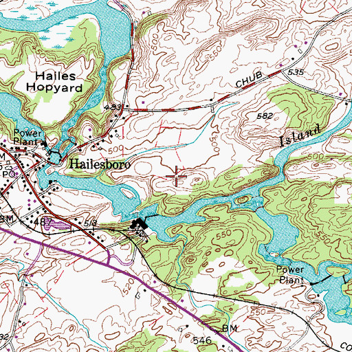 Topographic Map of Hailesboro Census Designated Place, NY
