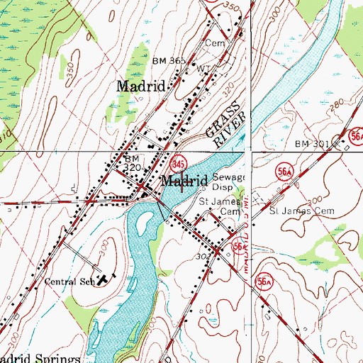 Topographic Map of Madrid Census Designated Place, NY