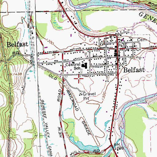 Topographic Map of Belfast Census Designated Place, NY