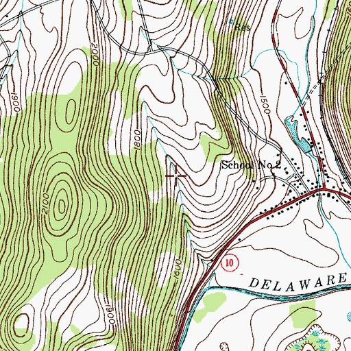 Topographic Map of Bloomville Census Designated Place, NY