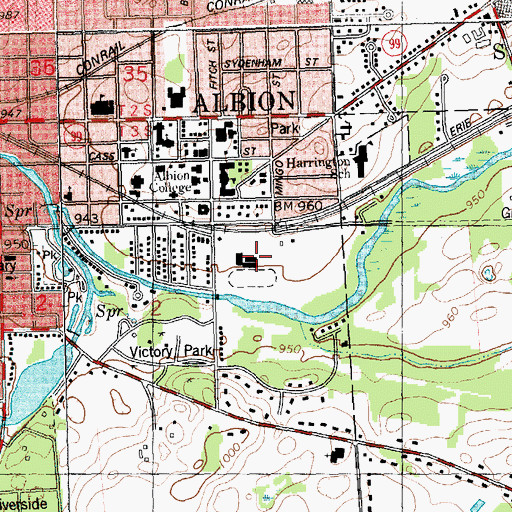 Topographic Map of Dow Recreation and Wellness Center, MI