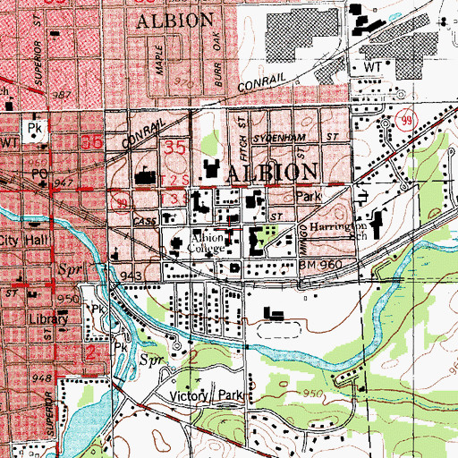 Topographic Map of Vulgamore Hall, MI
