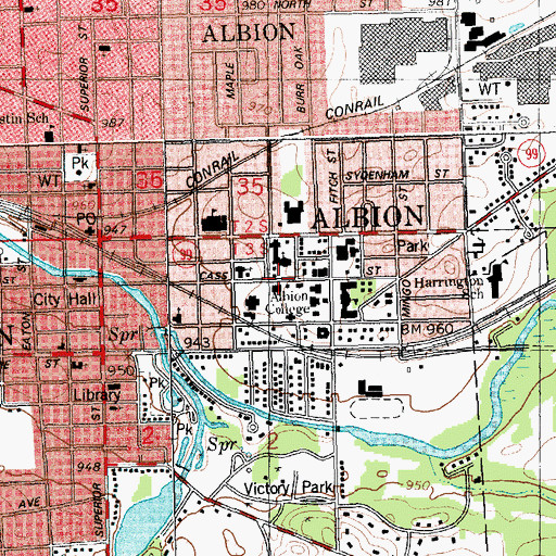 Topographic Map of Stockwell Memorial Library, MI