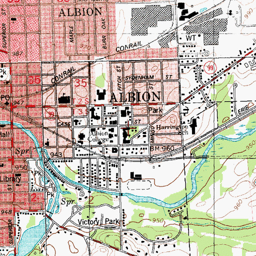 Topographic Map of Seaton Hall, MI