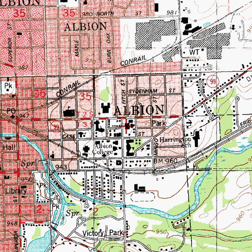 Topographic Map of Norris Center, MI