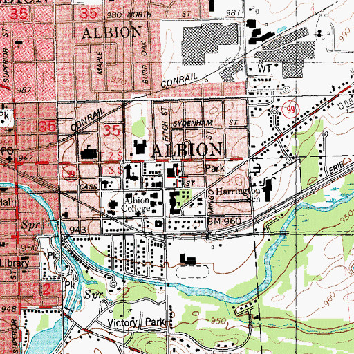 Topographic Map of Kresge Hall, MI