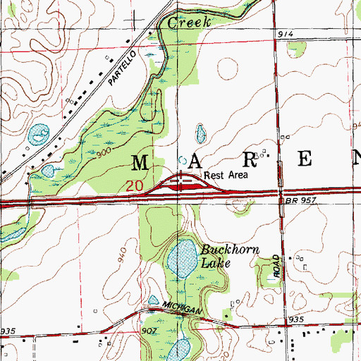 Topographic Map of Marshall Rest Area, MI
