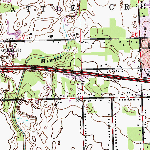 Topographic Map of Battle Creek Rest Area, MI