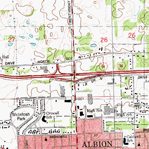 Topographic Map of Interchange 121, MI
