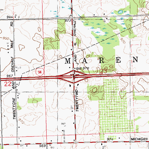Topographic Map of Interchange 115, MI