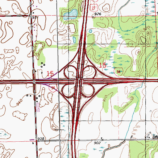 Topographic Map of Interchange 108, MI