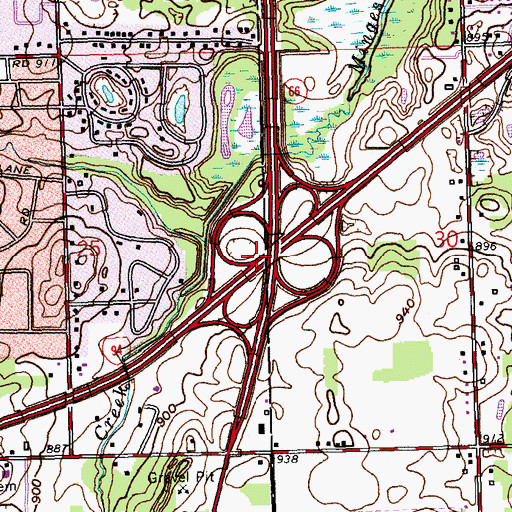 Topographic Map of Interchange 98A, MI
