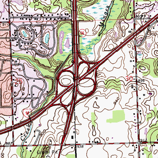 Topographic Map of Interchange 98B, MI