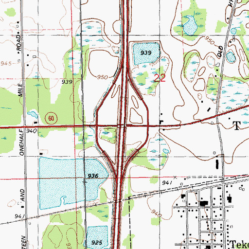 Topographic Map of Interchange 25, MI