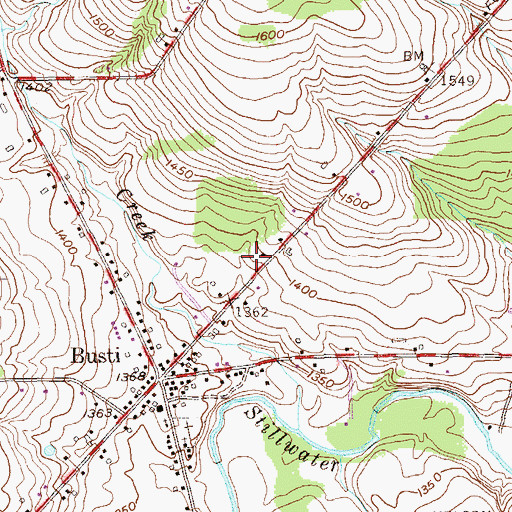 Topographic Map of Busti Census Designated Place, NY