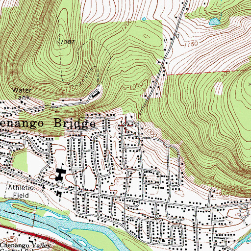 Topographic Map of Chenango Bridge Census Designated Place, NY