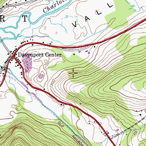 Topographic Map of Davenport Center Census Designated Place, NY