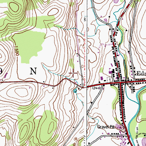 Topographic Map of Edmeston Census Designated Place, NY