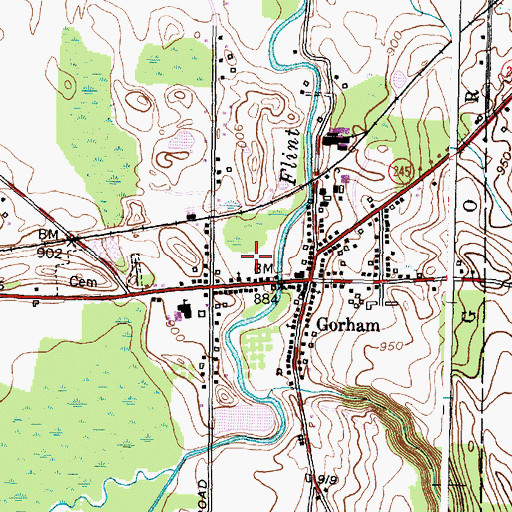 Topographic Map of Gorham Census Designated Place, NY