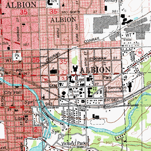 Topographic Map of Albion College Historical Marker, MI