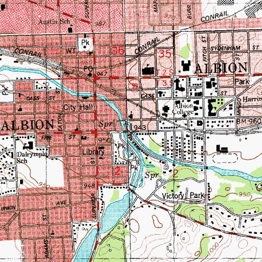 Topographic Map of The First Home Historical Marker, MI