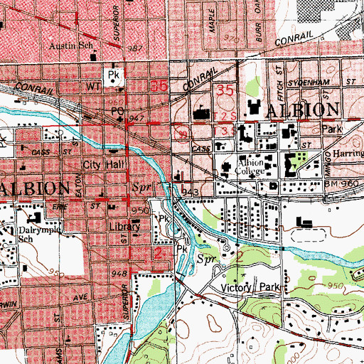 Topographic Map of First Presbyterian Church of Albion Historical Marker, MI