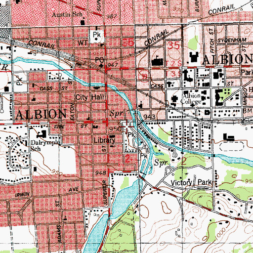 Topographic Map of Mother's Day in Albion Historical Marker, MI