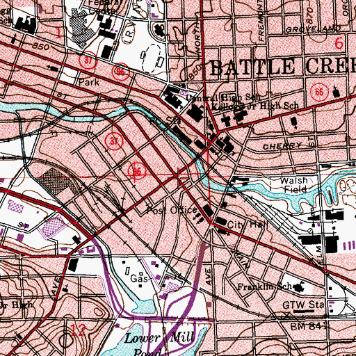 Topographic Map of Battle Creek House Historical Marker, MI