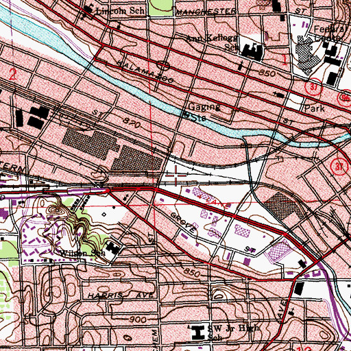 Topographic Map of Battle Creek Number Four Fire Station Historical Marker, MI