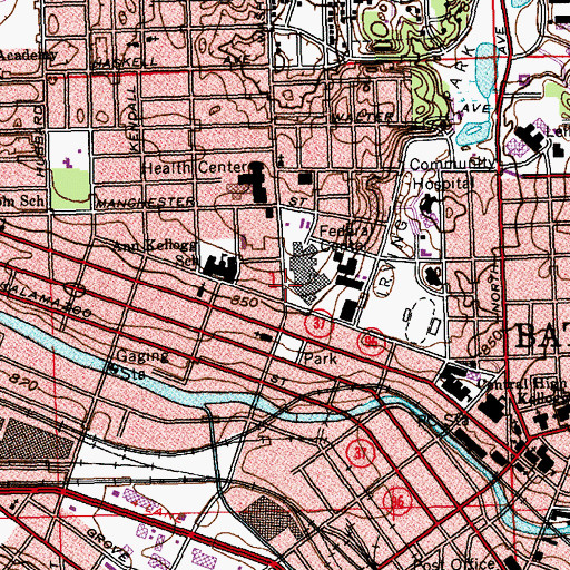 Topographic Map of Battle Creek Sanitarium Historical Marker, MI
