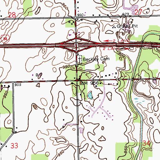 Topographic Map of Beckley School Historical Marker, MI