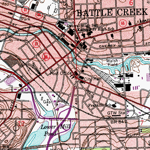 Topographic Map of First Baptist Church Historical Marker, MI