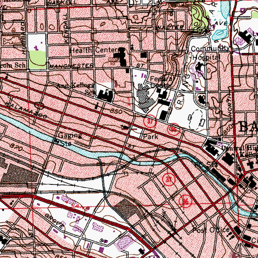 Topographic Map of Seventh-day Adventists Historical Marker, MI