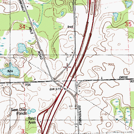 Topographic Map of Stow-Hasbrouck House Historical Marker, MI