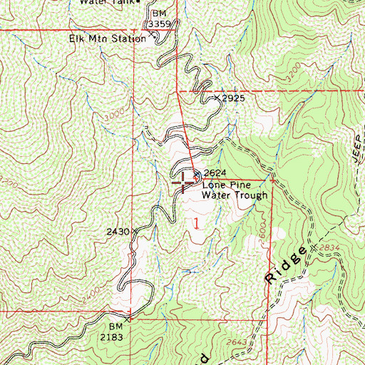 Topographic Map of Lone Pine Water Trough, CA