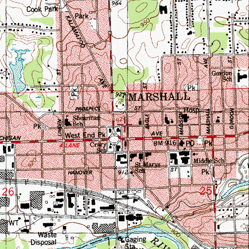 Topographic Map of John D Pierce Homesite Historical Marker, MI