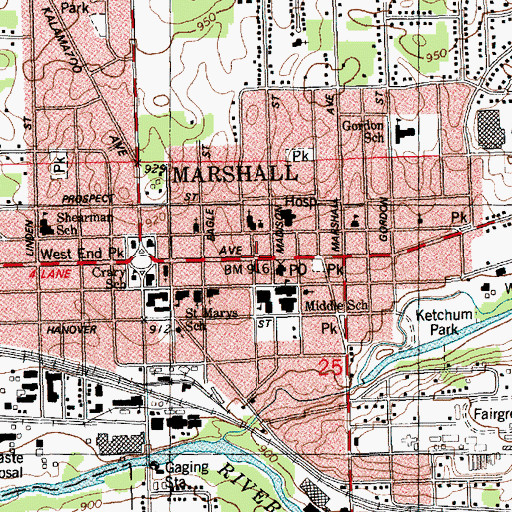 Topographic Map of Thomas J O'Brien Historical Marker, MI