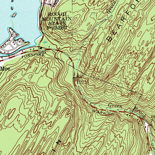 Topographic Map of Little Green Brook, NJ