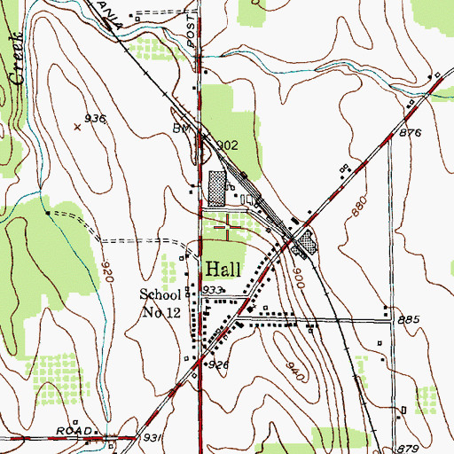 Topographic Map of Hall Census Designated Place, NY